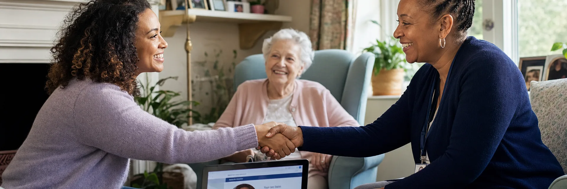 A family and their matched carer meeting for the first time